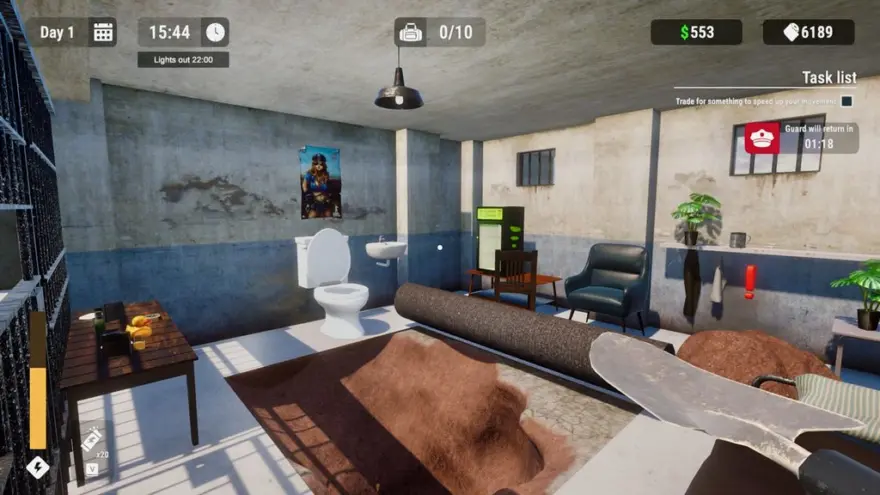 لقطة شاشة لتطبيق Prison Escape Simulator: Dig Out 1.1.0 – لقد مضى وقت طويل في هذا السجن، حان وقت الخروج من هنا.