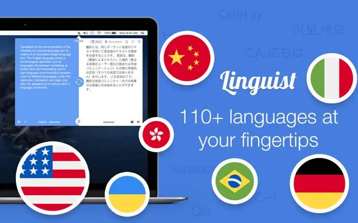 لقطة شاشة لتطبيق Linguist 3.4 – مترجم لغة شريط القائمة
