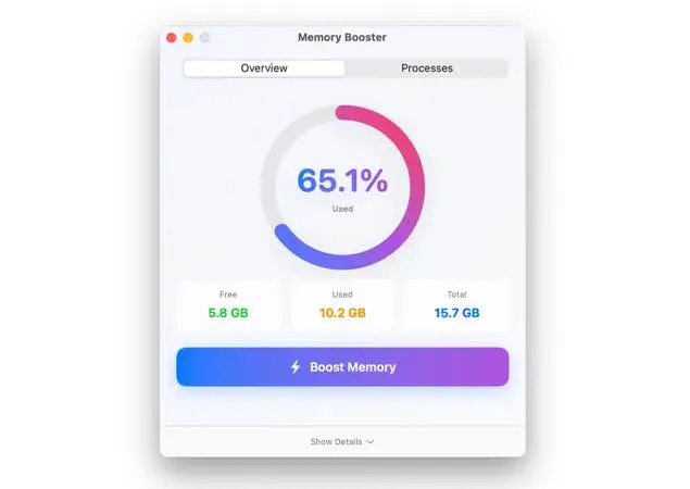 لقطة شاشة لتطبيق Memory Booster 2.0.1 – Boost Your Mac’s Memory. Effortlessly.