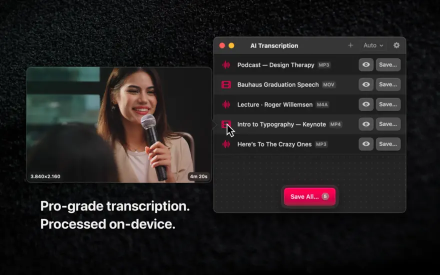 لقطة شاشة لتطبيق AI Transcription 2.15 – Audio-to-Text Converter