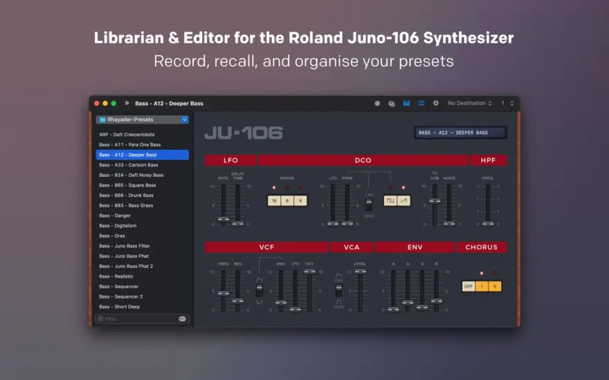 لقطة شاشة لتطبيق 106 Editor 2.8 – Librarian for the Juno-106