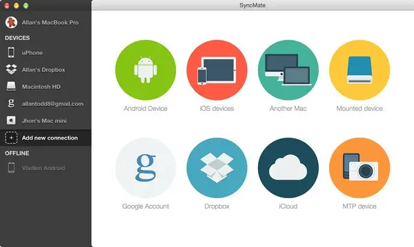 لقطة شاشة لتطبيق SyncMate 8.10.575 – قم بمزامنة جهاز Mac الخاص بك مع Android وiOS وأجهزة Mac الأخرى والمزيد