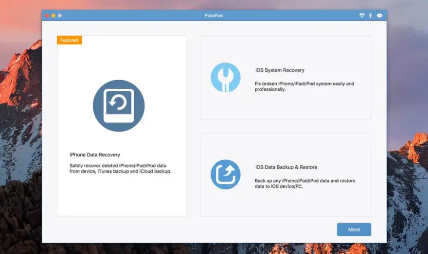 لقطة شاشة لتطبيق FonePaw iPhone Data Recovery 8.6.0 – iPhone data recovery tool