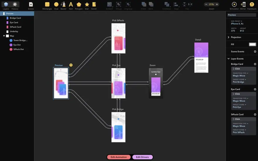 لقطة شاشة لتطبيق Drama 2.1.4 – Prototyping, animation & design tool