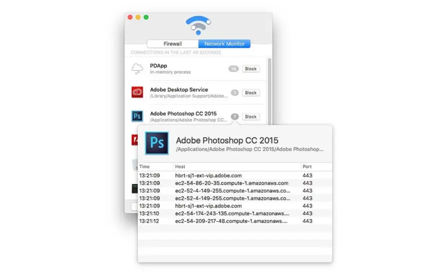 لقطة شاشة لتطبيق Radio Silence 3.4 – Outbound application firewall ( Little Snitch! Alternative )