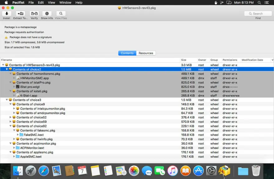 لقطة شاشة لتطبيق Pacifist 4.1.4 – Install individual files from .pkg installers and more
