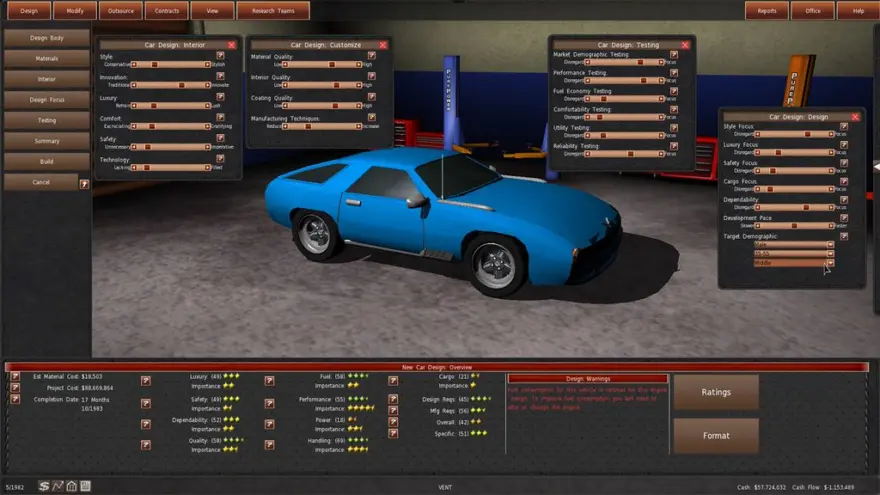 لقطة شاشة لتطبيق GearCity 2.0.0.15 – A complex and in-depth business simulator